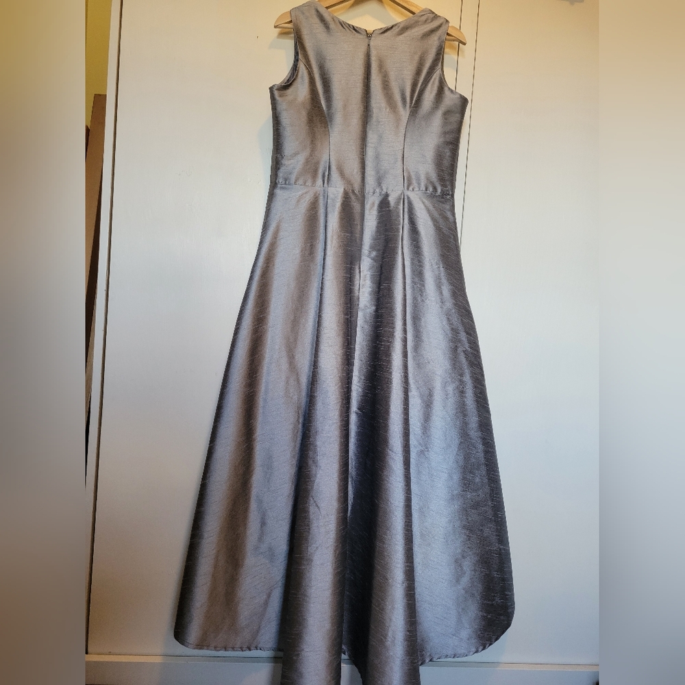 eshakti Embroidered Silver High-Low Hem Formal Gown - Picture 3 of 4